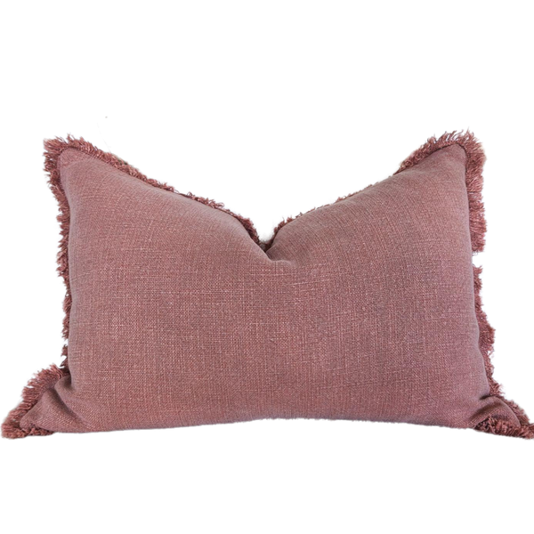 Champêtre Heavy Weight French Linen Cushion 40x60cm Lumbar - Rose Pink