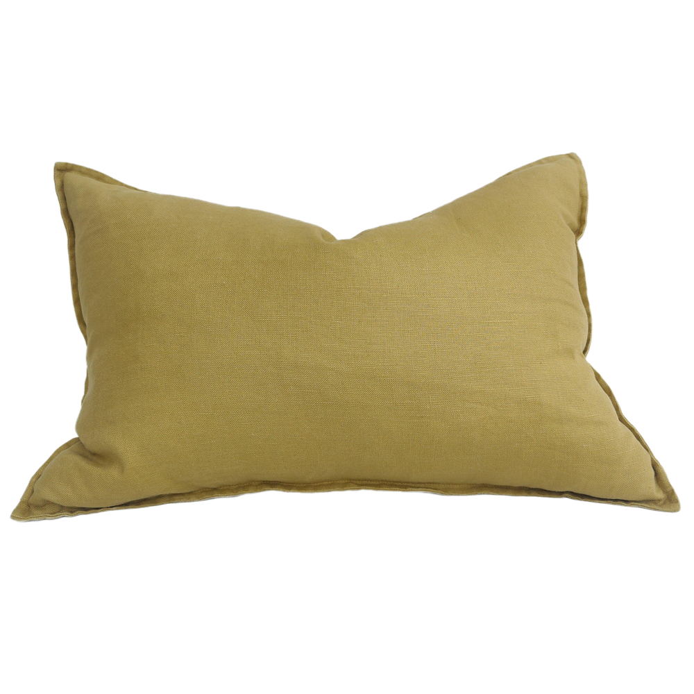 Iberian Coast Heavyweight Pure French Linen Cushion 40x60cm Lumbar Plush - Turmeric