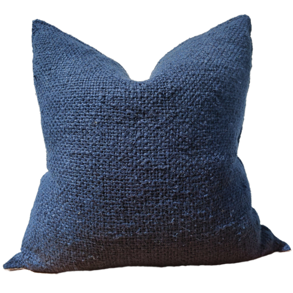 *LIMITED STOCK *|  Détente Hand-loomed Rustic Texture Pure French Linen 55cm Square - Ubud Indigo Blue