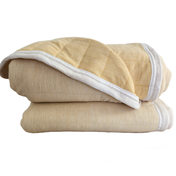 Cannes Cotton Quilted Bed Cover Massive Blanket 230x200cm - Yellow | Pinstriped