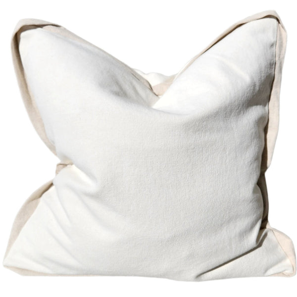 RESTOCK MID NOV - Reine Linen Cushion 55cm Square  - White with Natural Border