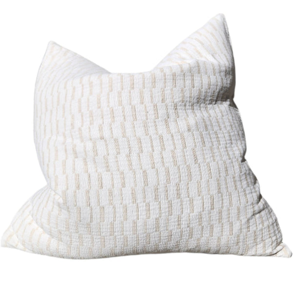 RESTOCK NOV | Mosaic Jacquard Linen Cotton Cushion 55cm Square | Off White & Beige