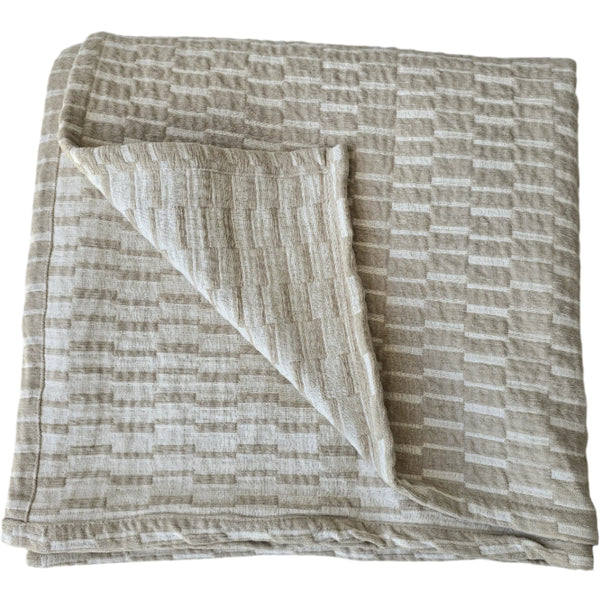 Mosaic Jacquard Double Sided Linen Cotton Massive Throw 230 x 150cm | Mocha