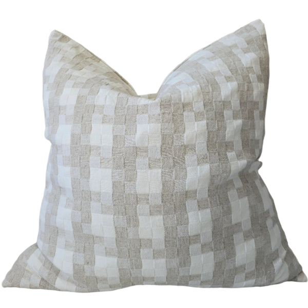 RESTOCK MID NOV - Isla Jacquard Linen Cotton Cushion 55cm Square - Natural | Off White