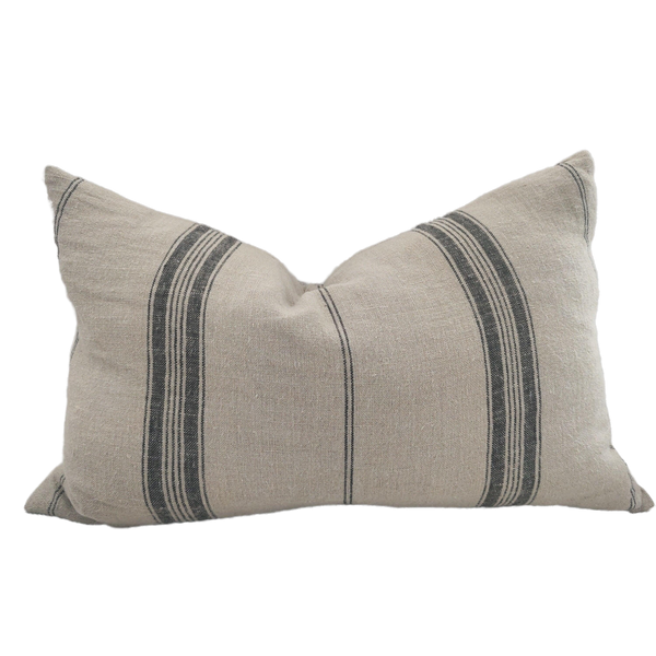 PREORDER MID APRIL | Campbell Heavy Weight Earthiness French Linen Striped Cushion  40x60cm Lumbar