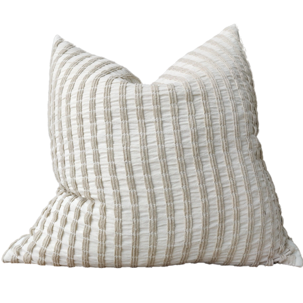 LAST ONE - Troyes Linen Cotton Jacquard Cushion 55x55cm -Striped