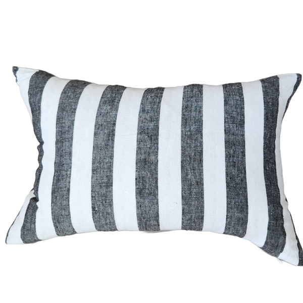 Taylor Pure French Linen Cushion 40x60cm Lumbar - Black
