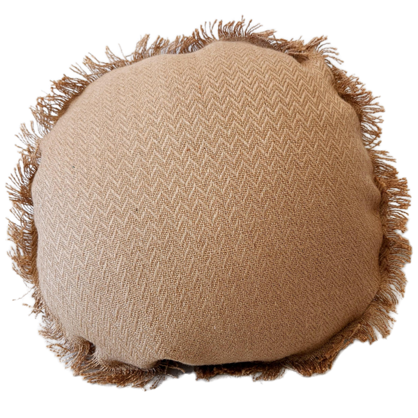 Rustic Jute Linen Cushion Feather Filled 50cm Round - Siena