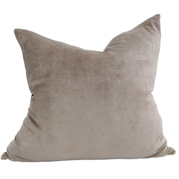 Fontainebleau Cotton Velvet & French Linen Two Sided Cushion 55cm Square - Nude Pink