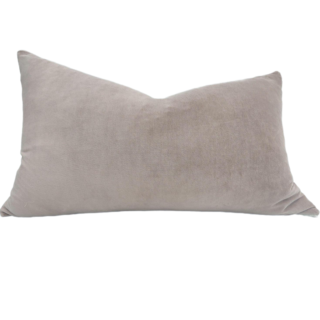Fontainebleau Cotton Velvet & French Linen Two Sided Cushion 40cmx60cm Lumbar- Nude Pink