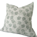 LAST ONE - JAPANDI Granite Green Maple Aartisan Block Printed Heavy Weight Pure French Linen Cushion 55cm Square - Feather Filled