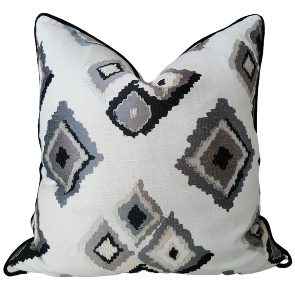 Maison Linen Embroidered Pattern Cushion 55x55cm