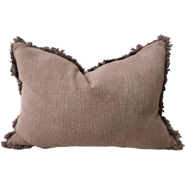 LAST ONE - Millard Heavy Weight French Linen Cushion 40x60cm Lumbar  - Champêtre Chocolate Brown