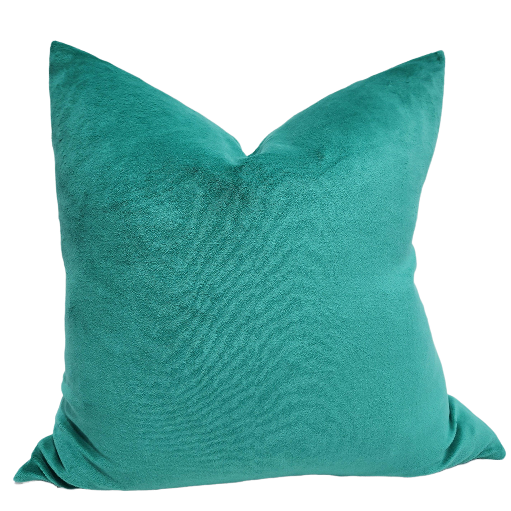 Fontainebleau Cotton Velvet & French Linen Two Sided Cushion 55cm Square - Metal Green