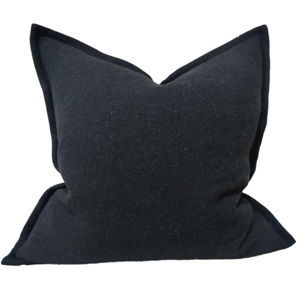 Mahal Texture Pure French Linen Cushion 55cm Square - Black