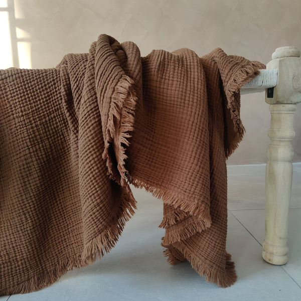 BURSA Cotton Bedcover 200cm x 230cm | Rust