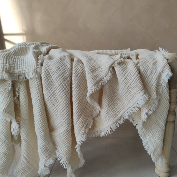 RESTOCK MID NOV - BURSA Cotton Bedcover 200cm x 230cm | Antique White