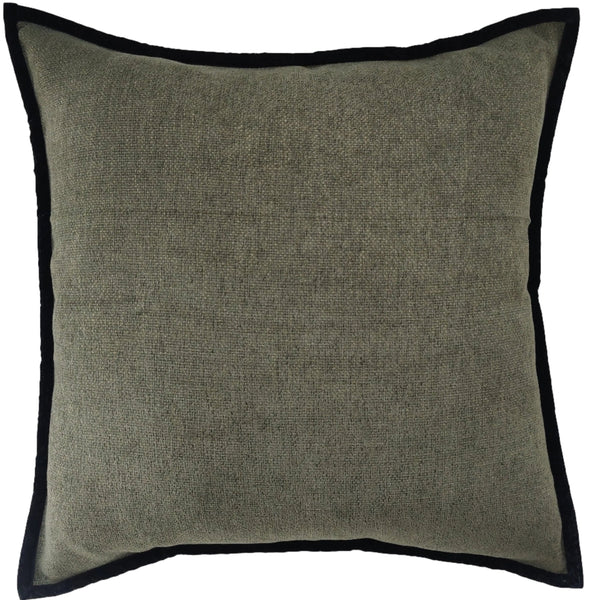 RESTOCK END OF OCT | Maya Cushion 55cm Square - Seaweed Green | Black Border