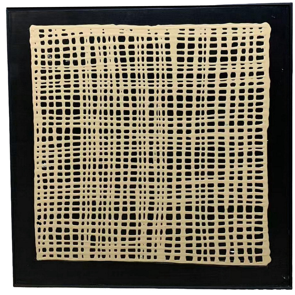 H075 Black Framed Full Hand Painted Artwork  100 cm x 100 cm