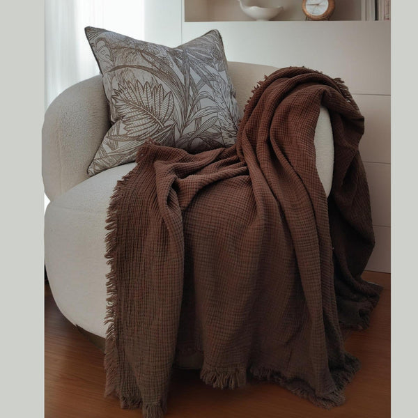 BURSA Cotton Throw 150cm x 200cm | Chocolate Brown