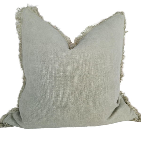 RESTOCK SOON - Champêtre Heavy Weight French Linen Cushion 55cm Square - Sage Green
