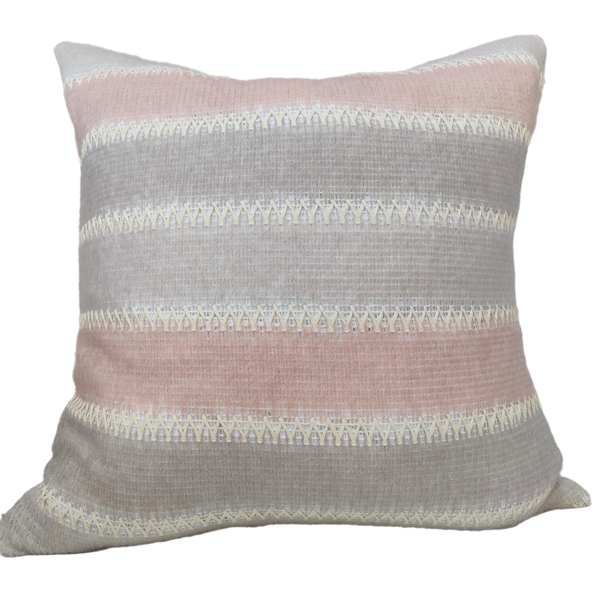 LAST TWO - Odyssey Merino Handcrafted Cushion 55cm Square - Millennial Pink/Beige/ White