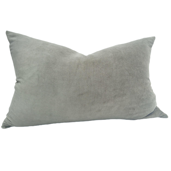 Fontainebleau Cotton Velvet & French Linen Two Sided Cushion 40cmx60cm Lumbar - Moss Green