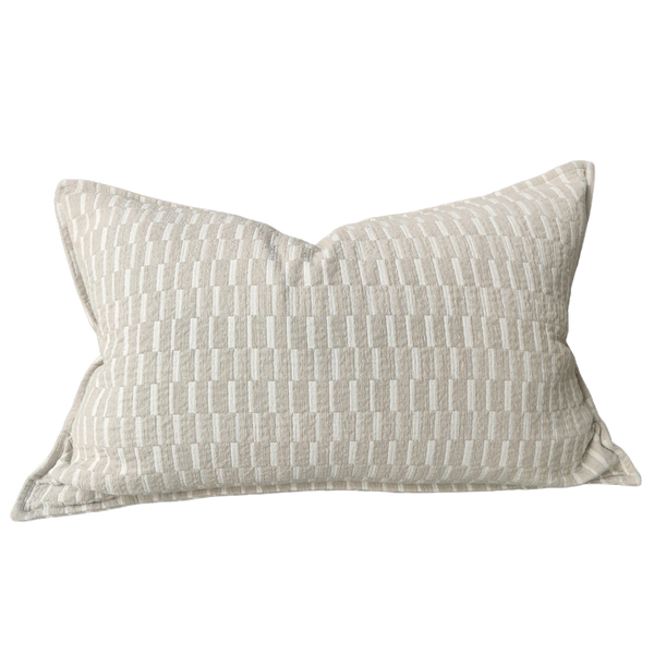 Mosaic Jacquard Linen Cotton Cushion 40x60cm Lumbar | Mocha