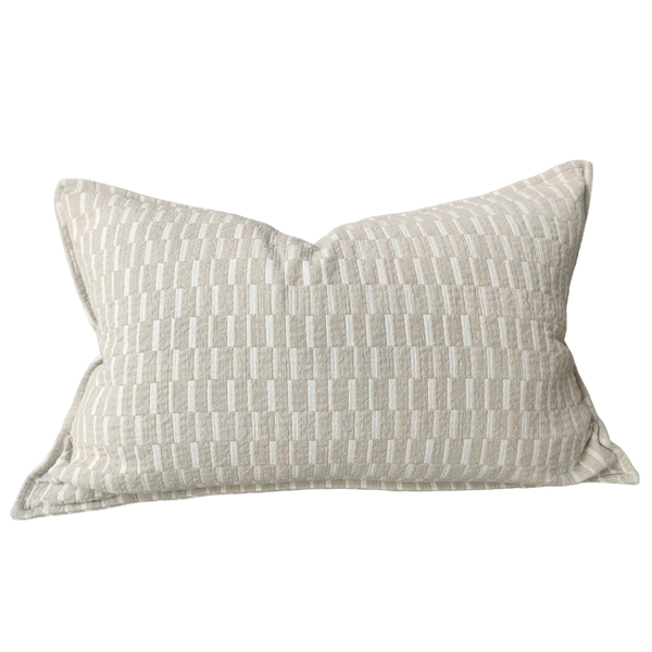 LAST ONE - Mosaic Jacquard Linen Cotton Cushion 40x60cm Lumbar | Mocha