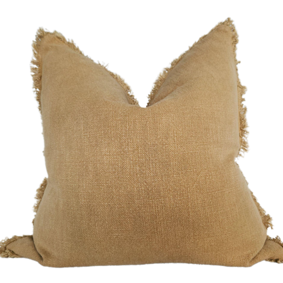 RESTOCK SOON - Champêtre Heavy Weight French Linen Cushion 55cm Square - Turmeric Yellow