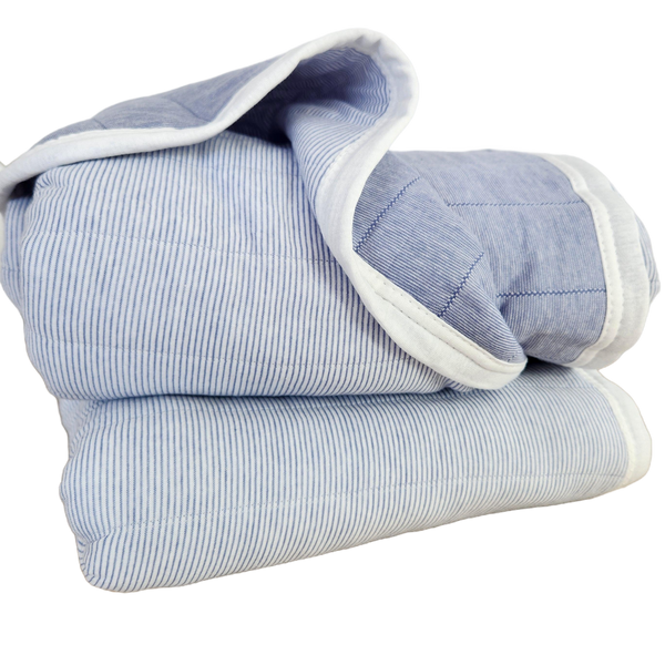 Cannes Cotton Quilted Bed Cover Massive Blanket 230x200cm - Sky Blue | Pinstriped