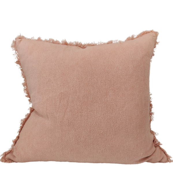 Cultiver Yarn Dyed Heavy Weght Pure French Linen Cushion 55cm Square -  Shell Coral