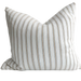 LUCCA Stonewashed French Linen Cushion 50cm Square - Quartz Sand & White Striped