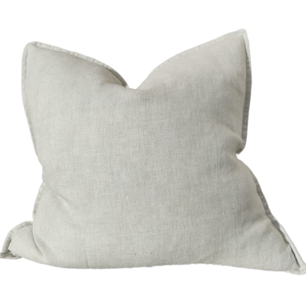 Felicity Herringbone Pure French Linen Cushion 55x55cm - Off White