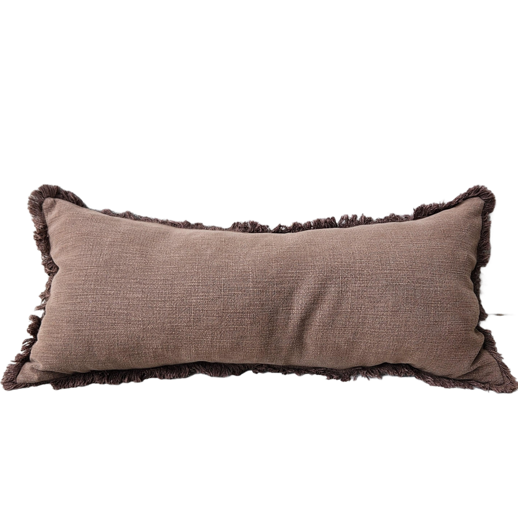Millard Heavy Weight French Linen Cushion 40x90cm Long Lumbar Feather Filled - Champêtre Chocolate Brown