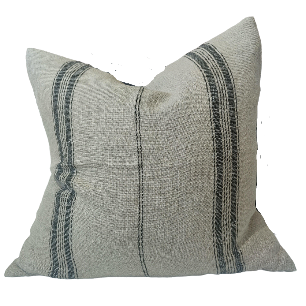 Campbell Heavy Weight Earthiness French Linen Striped Cushion 55cmx55cm