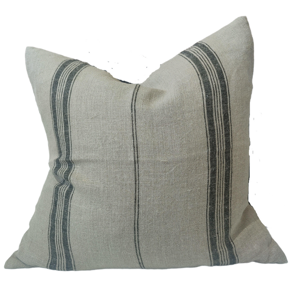 Campbell Heavy Weight Earthiness French Linen Striped Cushion 55cmx55cm