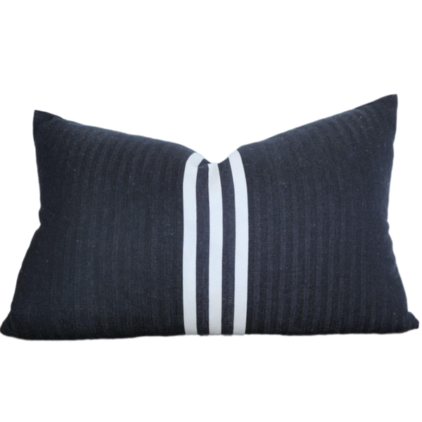 Kuta Herringbone Linen Cotton Cushion 40x60cm - White Striped