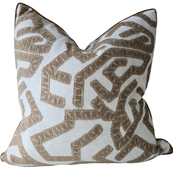 Ada Cushion 55cm Square - Interlock Brown | Off White