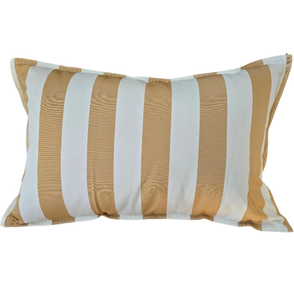 Sunlit Serenade Solution Dyed Eco-Friendly Outdoor Cushion 40x60cm Lumbar - Mustard Yellow & White Striped