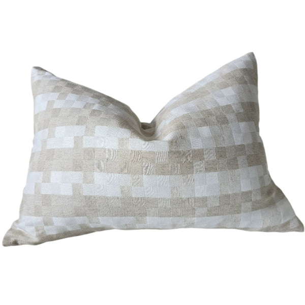 Isla Jacquard Linen Cotton Cushion 40x60cm Lumbar - Natural | Off White
