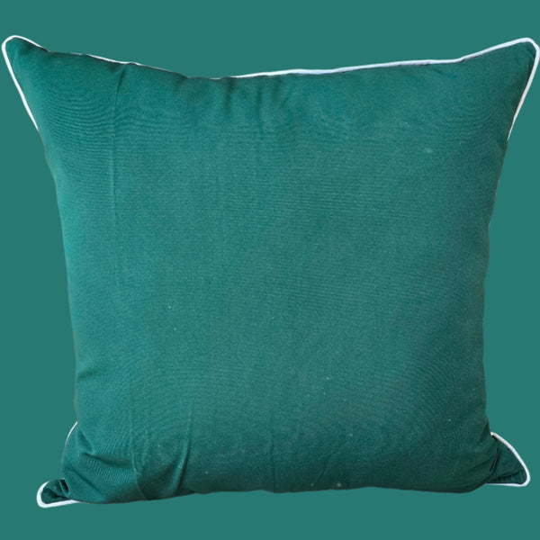 Sunlit Serenade Solution Dyed Eco-Friendly Outdoor Cushion 55cm Square - Sage Green | White Border