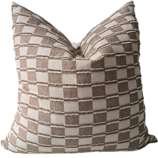 Ada Cushion 55cm Square - Brown | Latte Check