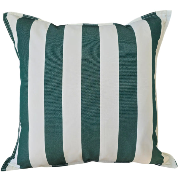 Sunlit Serenade Solution Dyed Eco-Friendly Outdoor Cushion 55cm Square - Sage Green & White Striped