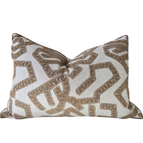 Ada Cushion 40x60cm Lumbar - Interlock Brown | Off White