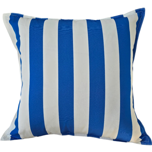 Sunlit Serenade Solution Dyed Eco-Friendly Outdoor Cushion 55cm Square - Santorini Blue & White Striped