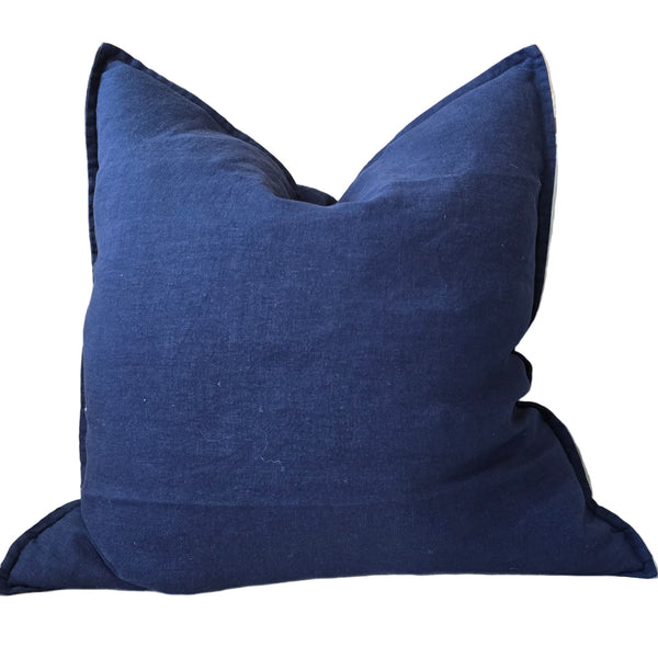 Hazelhurst Linen Feather Filled 60cm Square - Navy Blue
