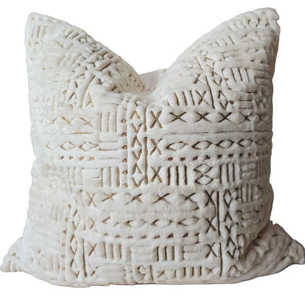 Ada Cushion 55cm Square - Faux Fur Cream White