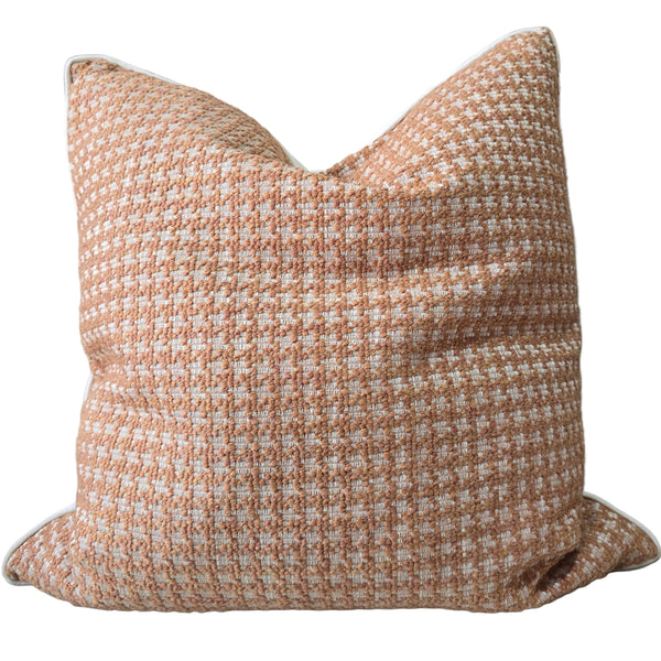LAST ONE - Houndstooth Cushion 55cm Square -Terracotta Peach