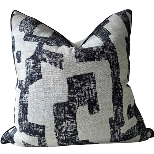Ada Cushion 55cm Square - Interlock Off White | Black